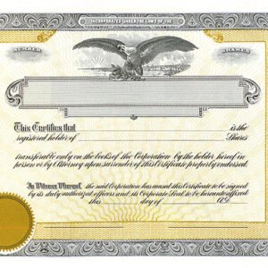 Goes 1075 Stock Certificates-Gold-14"x8.5"