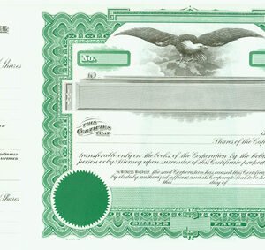 Goes 196 Stock Certificates-Green-15"x8.5"