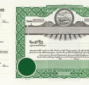 Goes 199 Stock Certificate Green 15x8.5