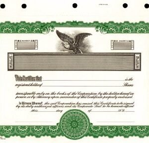 Goes KG2 Stock Certificates (Green 11"x8.5")