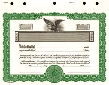 Goes KG2 Stock Certificates (Green 11"x8.5")