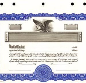 Goes KG3 Stock Certificates (Blue 11"x8.5)