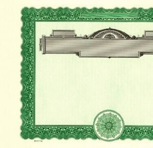 Goes 732 Stock Certificates-Green-15"x8.5"
