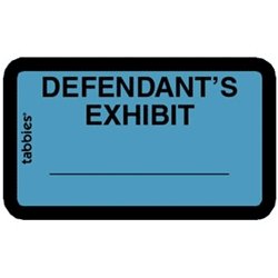 58093 Tabbies Pre-Printed "DEFENDANT'S EXHIBIT" Labels - Blue
