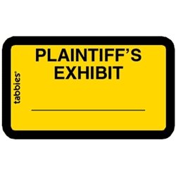 58094 Tabbies Pre-Printed "PLAINTIFF'S EXHIBIT" Labels - Yellow
