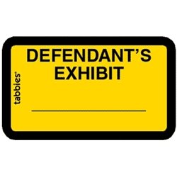 58024 Tabbies Pre-Printed "DEFENDANT'S EXHIBIT" Labels - Yellow