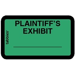 58025 Tabbies Pre-Printed "PLAINTIFF'S EXHIBIT" Labels - Green