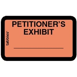 58026 Tabbies Pre-Printed "PETITIONER'S EXHIBIT" Labels - Orange