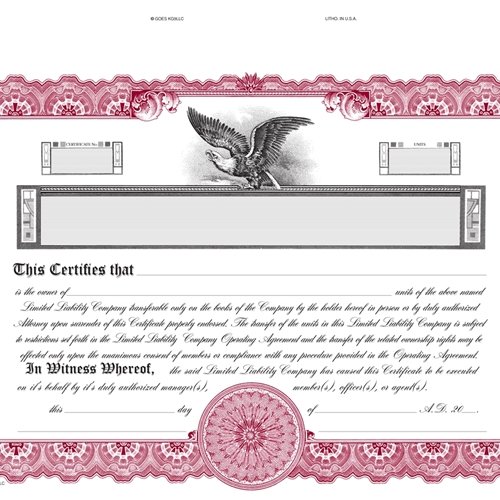 Goes KG9 LLC Certificates-Maroon-11"x8.5"
