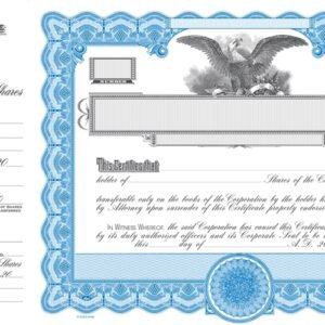 Goes 6388 Stock Certificates-Blue-15"x8.5"