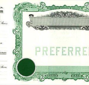 Goes 178 Stock Certificates-Green-15"x8.5"