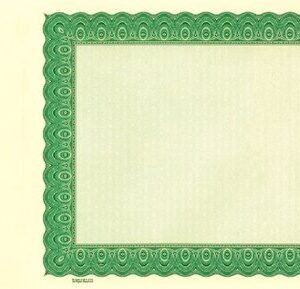 Goes 4522 Stock Certificates-Green (15" x 8.5")