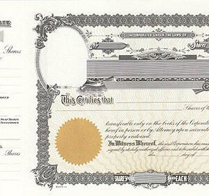 Goes 46 Stock Certificates-Gold-15"x8.5"