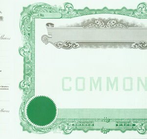 Goes 175 Stock Certificates Green (15"W x 8.5"H)