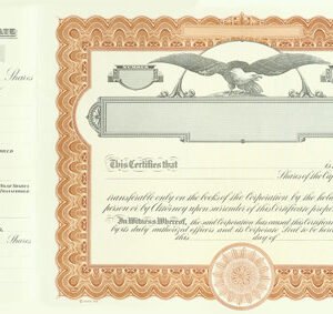 Goes 508 Stock Certificates Brown 15x8.5