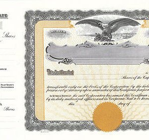 Goes 70H Stock Certificates-Gold-15"x8.5" GREEN Backer