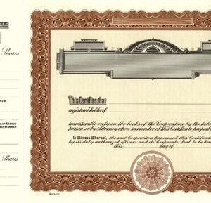 Goes 721 Stock Certificates-Brown-15"x8.5"