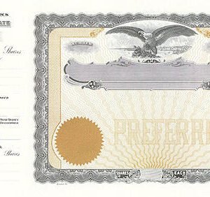 Goes 70 Stock Certificates-Gold-15"x8.5" GREEN Backer