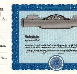 Goes 720 Stock Certificates-Blue-15"x8.5"