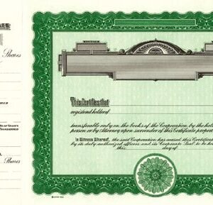 Goes 722 Stock Certificates-Green-15"x8.5"