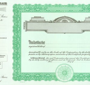 Goes 725 Stock Certificates-Green-14"x8.5"