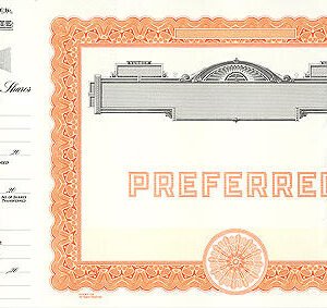 Goes 729 Stock Certificates-Orange-15"x8.5"