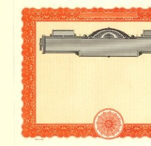 Goes 733 Stock Certificates-Orange-15"x8.5"