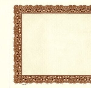 Goes 741 Stock Certificates-Brown-15"x8.5"