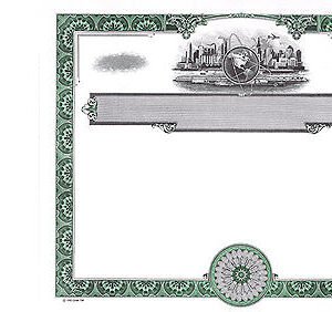 Goes 754 Stock Certificates-Green-15"x8.5"