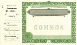 Stock Certificate C5 Custom Printed-"COMMON" 15x8.5