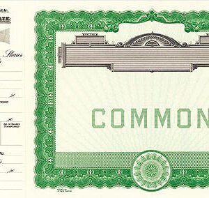 Goes 501 Stock Certificates-Green-15"x8.5"
