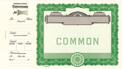 Goes 501 Stock Certificates-Green-15"x8.5"