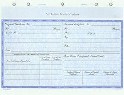 GOES KG31 Stock TRANSFER SHEET Certificate Custom Printed