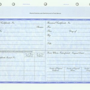 Goes KG31 Stock TRANSFER SHEET Certificates