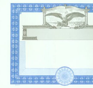 Goes 366 Stock Certificates-Blue-15"x8.5"