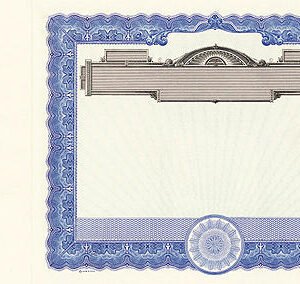 Goes 504 Stock Certificates-Blue-15"x8.5"