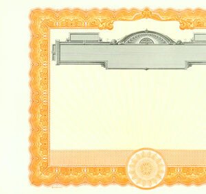 Goes 507 Stock Certificates-Orange-15"x8.5"