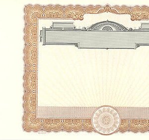 Goes 505 Stock Certificates-Brown-15"x8.5"