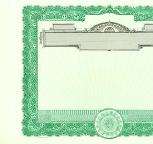 Goes 506 Stock Certificates-Green-15"x8.5"