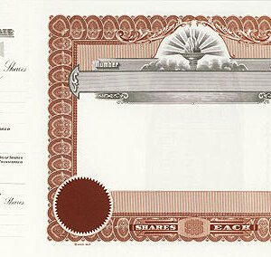Goes 207 Stock Certificates-Brown-15"x8.5"