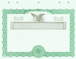 Goes KG6 Stock Certificates (Green 11"x8.5")